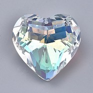 K9 Glass Rhinestone Pendants, Faceted, Heart, Crystal AB, 44x45.5x27.5mm, Hole: 1.4mm(GLAA-Q087-06)