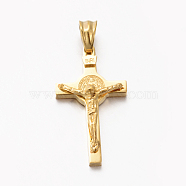 Easter Theme Hot Unisex 201 Stainless Steel Crucifix Cross Pendants, Golden, 30x17x6mm, Hole: 5x5.5mm(STAS-F010-24G)