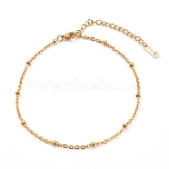 304 Stainless Steel Satellite Chain Anklets, with Lobster Claw Clasps, Golden, 8-5/8 inch(22cm)(AJEW-AN00393)
