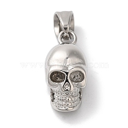 Non-Tarnish 304 Stainless Steel Pendants, Skull Charm, Stainless Steel Color, 19x9x9mm, Hole: 6.5x5mm(STAS-Z075-06P)