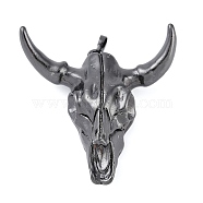 Resin Big Pendants, Cattle Head Shaped Charms with Brass Snap on Bails, Black, 51x47x16mm, Hole: 6.5x4mm(RESI-E008-04B)