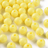 Opaque Acrylic Beads, Round, Yellow, 8x7mm, Hole: 2mm, about 1745pcs/500g(MACR-S370-C8mm-A10)
