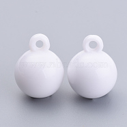 Opaque Acrylic Pendants, Round, White, 13x10mm, Hole: 2.5mm, about 863pcs/500g(SACR-S300-21B-01)