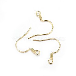 304 Stainless Steel Earring Hooks, Ear Wire, with Horizontal Loop, Golden, 18.5x20x2mm, Hole: 2mm, 21 Gauge, Pin: 0.7mm(STAS-P210-19G)