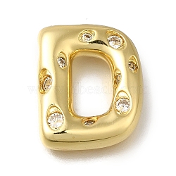 Brass with Cubic Zirconia Pendant, Letter D, Letter D, 21x17x5.5mm, Hole: 4mm(KK-Q818-03D-G)