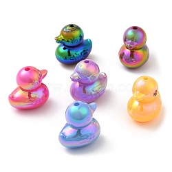 UV Plating Opaque Acrylic Beads, Iridescent, Duck, Mixed Color, 22x16x21.5mm, Hole: 2mm(X1-SACR-L005-14)