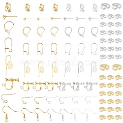 SUNNYCLUE DIY Earring Making Findings Kit, Including Brass Clip-on & Hoop Earring Findings, Brass Ball Post Ear Studs & Earring Hooks, 304 Stainless Steel Ear Nuts, Golden & Stainless Steel Color, 148pcs/box(FIND-SC0002-20)