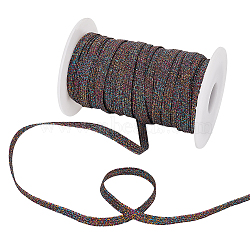 ARRICRAFT Polyester Elastic Cord, with Glitter Powder, Flat, Colorful, 6mm, about 36 Yards(32.91m)/Set(EC-AR0001-04)