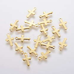 304 Stainless Steel Tiny Cross Charms, Golden, 12x7x0.8mm, Hole: 1.2mm(X-STAS-F201-01G)