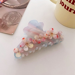 Flower Rhinestones Claw Hair Clips, Cellulose Acetate(Resin) Hair Clips for Women Girls, Sky Blue, 92x46.5x49mm(PW-WG53691-04)