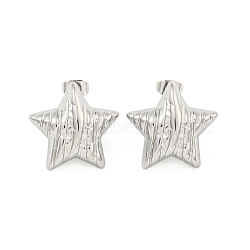 Non-Tarnish Star 304 Stainless Steel Ear Studs, Stud Earrings for Women, Stainless Steel Color, 21x23mm(EJEW-L290-013P)