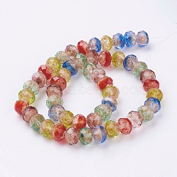 Handmade Gold Sand Lampwork Beads Strands, Faceted Rondelle, Colorful, 9.5~10x7mm, Hole: 2mm(LAMP-K027-01H)