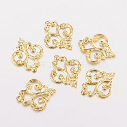 201 Stainless Steel Filigree Joiners Links, Flower, Golden, 15.5x13x1mm, Hole: 3x3.5mm(STAS-F162-08G)