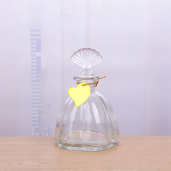 Glass Wishing Bottles, with Random Style Hang tag, Bead Containers, Home Decorations, Shell Shape, 10x13cm