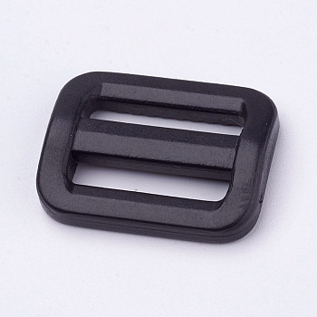 Plastic Buckles, Rectangle, Black, 26.5x20.5mm, Hole: 3x19mm