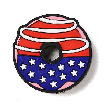 Independence Day Silicone Focal Beads, Silicone Teething Beads, Donut, 28x8mm, Hole: 3.3mm
