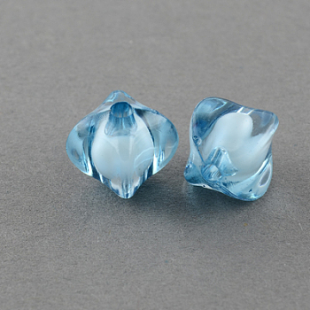 Transparent Acrylic Beads, Bead in Bead, Rhombus, Sky Blue, 8x10x10mm, Hole: 2mm, about 1790pcs/500g