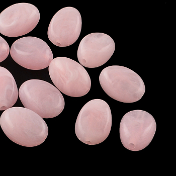 Oval Imitation Gemstone Acrylic Beads, Pearl Pink, 18x13x9.5mm, Hole: 2mm, about 310pcs/500g