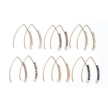 Dangle Earrings, with Faceted Rondelle Glass Beads, 304 Stainless Steel Earring Hooks and Copper Wire, Mixed Color, 41.6x27.6x2.9mm, Hole: 2.5mm, Pin: 0.7mm