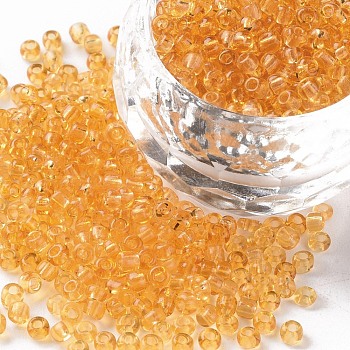 (Repacking Service Available) Glass Seed Beads, Transparent, Round, Pale Gooldenrod, 8/0, 3mm, Hole: 1mm, about 12G/bag