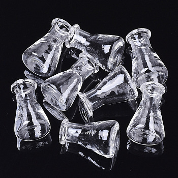 Semi-manual One Hole Blown Glass Globe Cover, for DIY Glass Vial Pendants Charms, Vase, Clear, 22.5~26x15.5mm, Hole: 6mm, Bottle Capacity: 1.8~2.3ml(0.06~0.07 fl. oz)