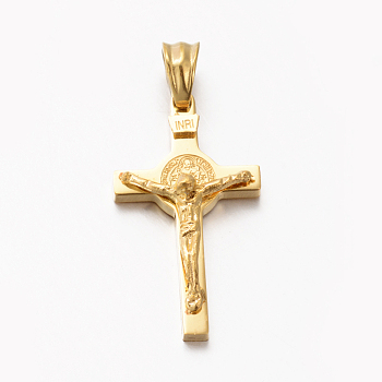 Easter Theme Hot Unisex 201 Stainless Steel Crucifix Cross Pendants, Golden, 30x17x6mm, Hole: 5x5.5mm