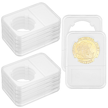 Plastic Coin Storage Box, Rectangle, White, 85x59x8mm, Inner Diameter: 40x38mm