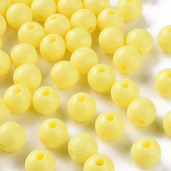 Opaque Acrylic Beads, Round, Yellow, 8x7mm, Hole: 2mm, about 1745pcs/500g