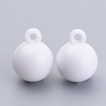 Opaque Acrylic Pendants, Round, White, 13x10mm, Hole: 2.5mm, about 863pcs/500g