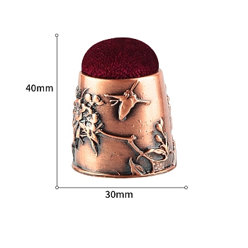 Retro Flower Zine Alloy Needle Pins Wrist Velvet Cushions, for Sewing Quilting Accessories, Red, Red Copper, 40x30mm