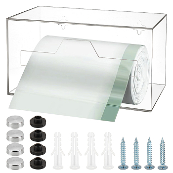 Transparent Plastic Wall Mounted Garbage Bag Storage Box, Rectangle, Clear, 14x26.3x14cm