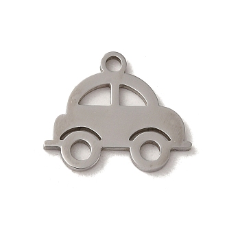 201 Stainless Steel Pendants, Laser Cut, Car Charm, Stainless Steel Color, 12.5x15x1mm, Hole: 1.5mm
