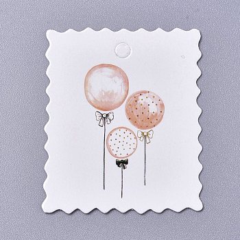 Paper Gift Tags, Hange Tags, For Arts and Crafts, For Wedding/Valentine's Day/Thanksgiving, Rectangle with Balloon, White, 49x40x0.4mm, Hole: 4mm
