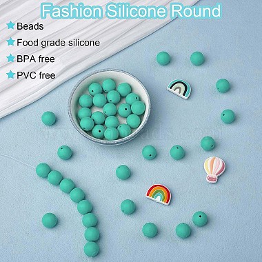 100Pcs Silicone Beads Round Rubber Bead 15MM Loose Spacer Beads for DIY Supplies Jewelry Keychain Making(JX440A)-2