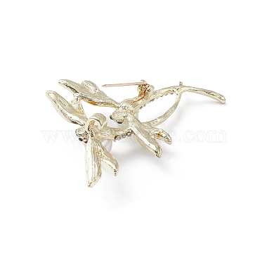 Broche de libélula de diamantes de imitación con cuentas de perlas de plástico(JEWB-M026-03G)-3