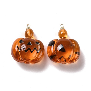 Halloween Pumpkin Transparent Resin Pendants(RESI-B010-03B)-2