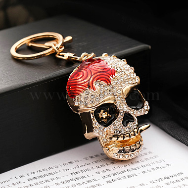 Red Skull Alloy+Rhinestone Keychain