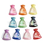UV Plating Embossed Opaque Acrylic Beads, Iridescent, Lucky Bag with Heart Pattern, Mixed Color, 29x23.5x9.5mm, Hole: 3mm(AC-CBAEEF4-17)