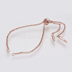 Brass Bracelet Making, Slider Bracelets, Cadmium Free & Lead Free, Rose Gold, 9 inch(230mm), 1.5mm(MAK-G007-01RG-RS)