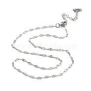 304 Stainless Steel Textured Dapped Chain Necklace, Stainless Steel Color, 15.75 inch(40cm)(NJEW-D045-02P)