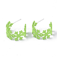 (Jewelry Parties Factory Sale)Spray Painted Eco-Friendly Iron Stud Earrings, Half Hoop Earrings, with Raw(Unplated) Pins, Snowflake, Cadmium Free & Nickel Free & Lead Free, Lawn Green, 18~21x21~23x11mm, Pin: 0.7mm(IFIN-R242-10B-NR)