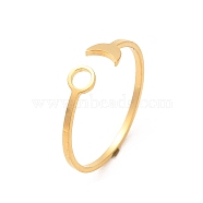 304 Stainless Steel Open Cuff Rings, Sun & Moon, Golden, US Size 8(18.1mm)(RJEW-Q808-01B-G)