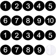 20Pcs Adhesive Acrylic Number Sign Labels, Flat Round, Number 1~10, for Inventory Label, Room Number Sign, Black, 29.5x1.5mm(AJEW-BC0003-24)