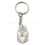 304 Stainless Steel Keychain, Dog, Stainless Steel Color, 8.1cm(KEYC-Z003-04P)