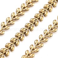 PVD Vacuum Plating 304 Stainless Steel Link Chain, Leaf, Golden, Link: 6x5x2mm(CHS-H026-11G)