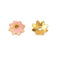 Multi-Petal Alloy Enamel Bead Caps, Flower, Pink, 10x9x2.5mm, Hole: 1.4mm(ENAM-WH0063-03B)