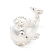 925 Sterling Silver Whale Charms, with 925 Stamp and Jump Rings, Silver Color Plated, Whale, 9.5x12.5x8.5mm, Hole: 4mm(STER-S009-02A-S)