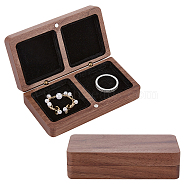 2-Slot Black Walnut Jewelry Magnetic Storage Boxes, Jewellery Organizer Travel Case, with Velvet Inside, for Necklace, Ring Earring Holder, Rectangle, Black, 10x5.6x2.5cm, Inner Diameter: 3.9x3.9x0.6cm(CON-WH0095-09B)