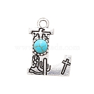 Synthetic Turquoise Pendants, with Alloy Findings, Letter L, 21x28mm(PW-WG43221-12)