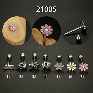 316L Surgical Stainless Steel Tongue Rings, Skull, Non-Tarnish, Stainless Steel Color, 16mm, Pin: 1.6mm(WGBFDF9-04)